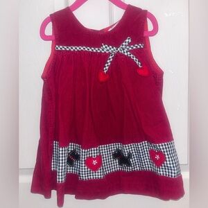 3T Girls Red Corduroy Jumper/Dress with Scottie Dogs